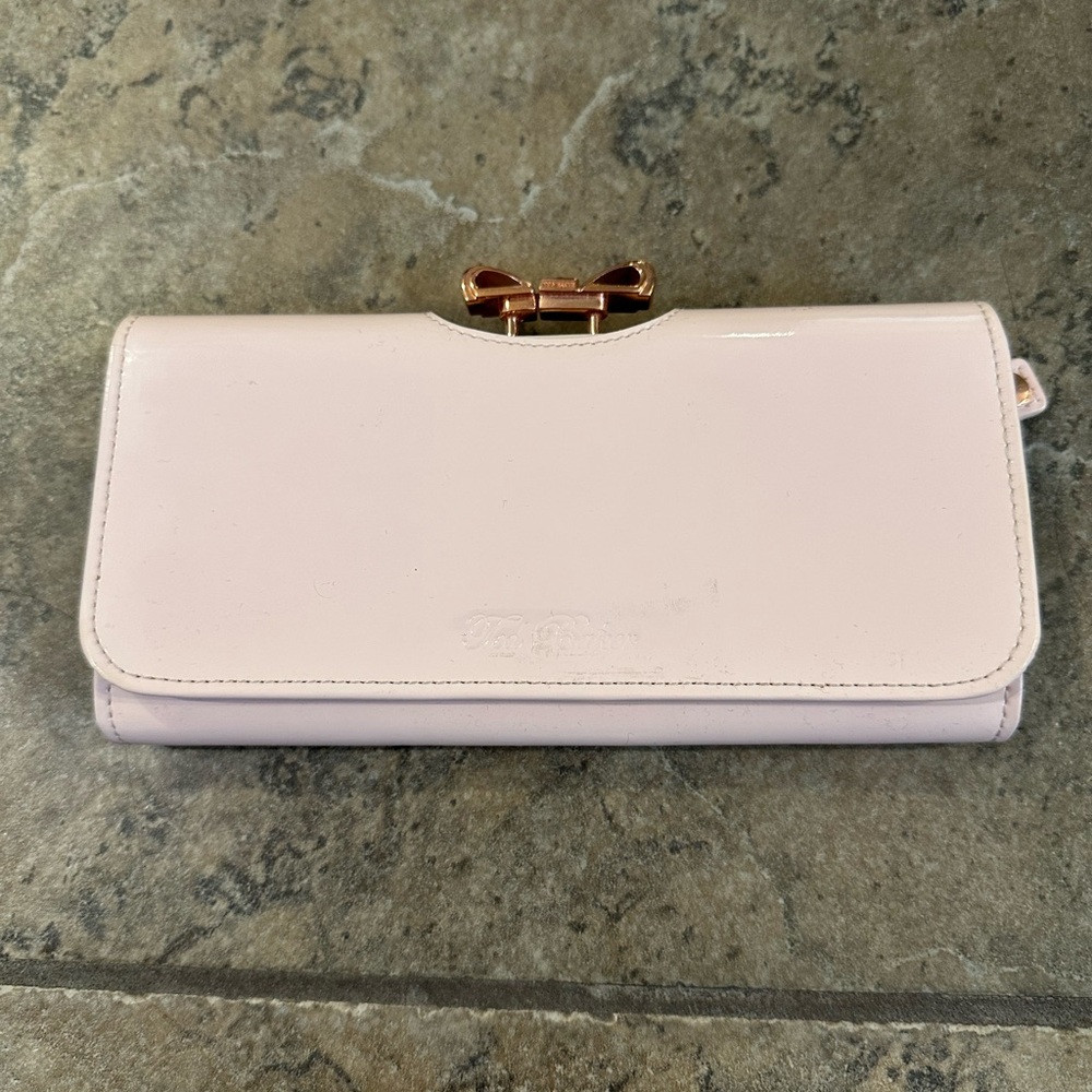 Ted Baker London Patent Leather Pink Rose Gold Wallet